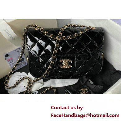 chanel Mirror Calfskin, Calfskin & Gold-Tone Metal Mini Flap Bag & Star Coin Purse AS4646 Black 2024